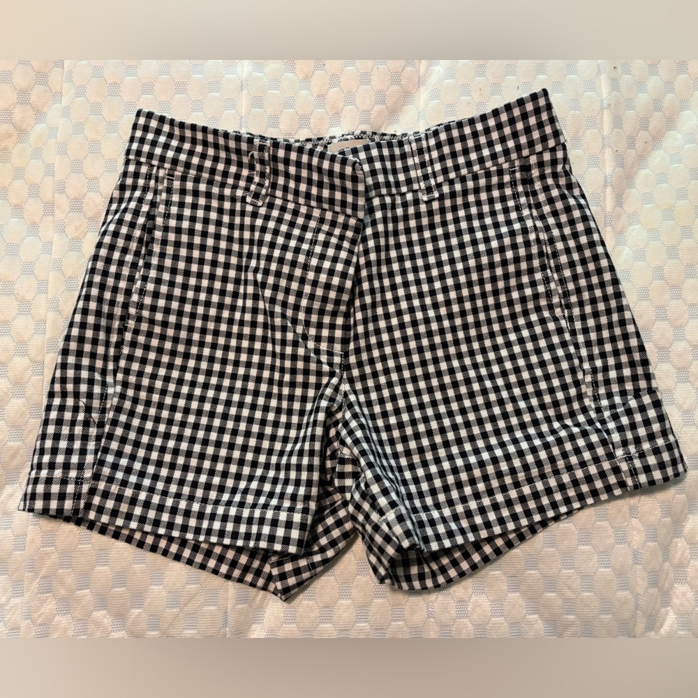 J. Crew High Waist Black and White Gingham Shorts